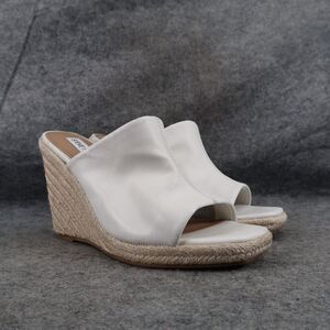 Steve Madden Shoes Womens 8.5 Sandals Wedge Slide Espadrille Leather White Urge